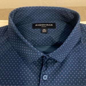 Mizzen+Main Navy Patterned Men's Leeward No Tuck Shirt